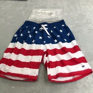 Tipsy Elves American Flag Swim Trunks Size Small New